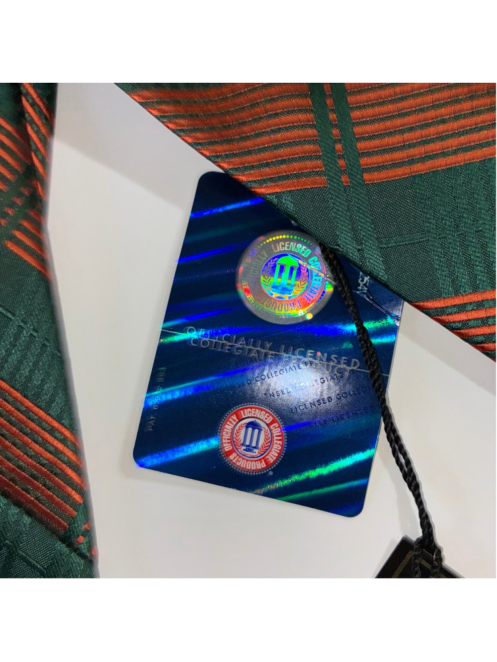 Men's Eagles Wings Miami Hurricanes Tie One Size Green Orange NWT - Picture 2 of 3